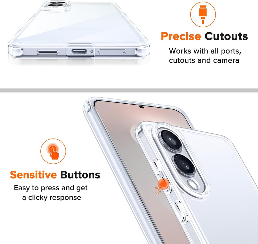 ivoler Clear Case for Samsung Galaxy S25 Edge with 2 Pieces Tempered Glass, [Anti-Yellow] [Military Protection] [Camera Protection] Transparent Protective Case Shockproof Anti-Scratch Cover