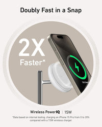 Anker 3-in-1 Wireless Charging Station, MagSafe Charger Compatible, Qi2 Certified 15W Wireless Stand, For iPhone 15/14 Series, AirPods Pro, Apple Watch Ultra (USB C Charger and Cable Included)