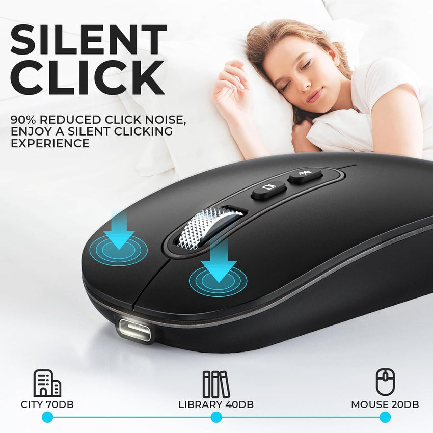 USB C Wireless Mouse Rechargeable Dual-Mode for MacBook Air/Pro â Slim Portable