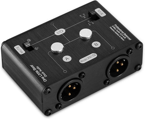 Mini 2 Way HiFi Stereo Audio XLR A/B Passive Switcher Box & Mixer Sound Splitter (1-IN-2-OUT)