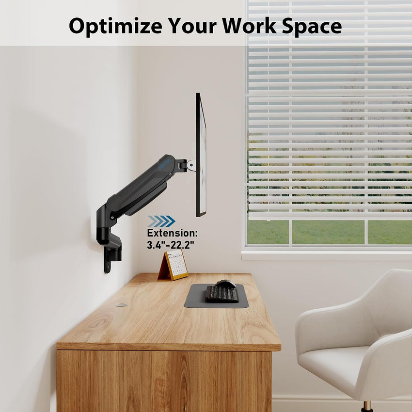 BONTEC Monitor Arm Wall Mount READ DESC for 13-42 Inch Screens, Gas Spring Arm Holds 3-9KG, Adjustable Tilt Swivel Rotation, Heavy Duty Wall Mounted Arm with VESA