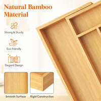 Lifewit Bamboo Extra Large Cutlery Drawer Organiser, Expandable to 36 Inches Cutlery Tray for Kitchen, Adjustable Silverware and Flatware Holder, Plastic Utensil Storage for Spoons Forks Knives