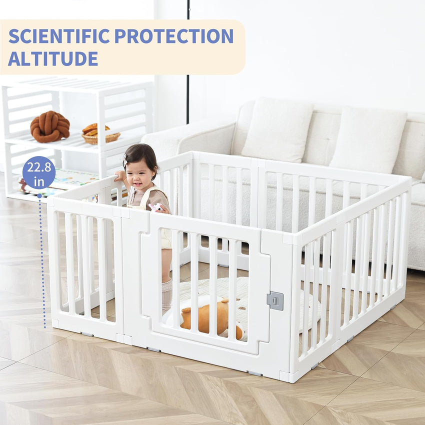 Baby Playpen Baby Playard Portable Baby Fence Play Area Indoor Outdoor Kids Activity Center Baby Playpen (8 Panel 115x115cm)