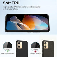 [4 in 1] Case Compatible with Redmi Note 12 5G Cover with 3 Pack Tempered Glass Screen Protector for Redmi Note 12 5G, Slim Fit Soft TPU Shockproof Anti-Scratch Phone Case Cover - Black