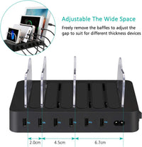 6-Port USB Charger Station Smart IC Multi-Device Charging Dock Black