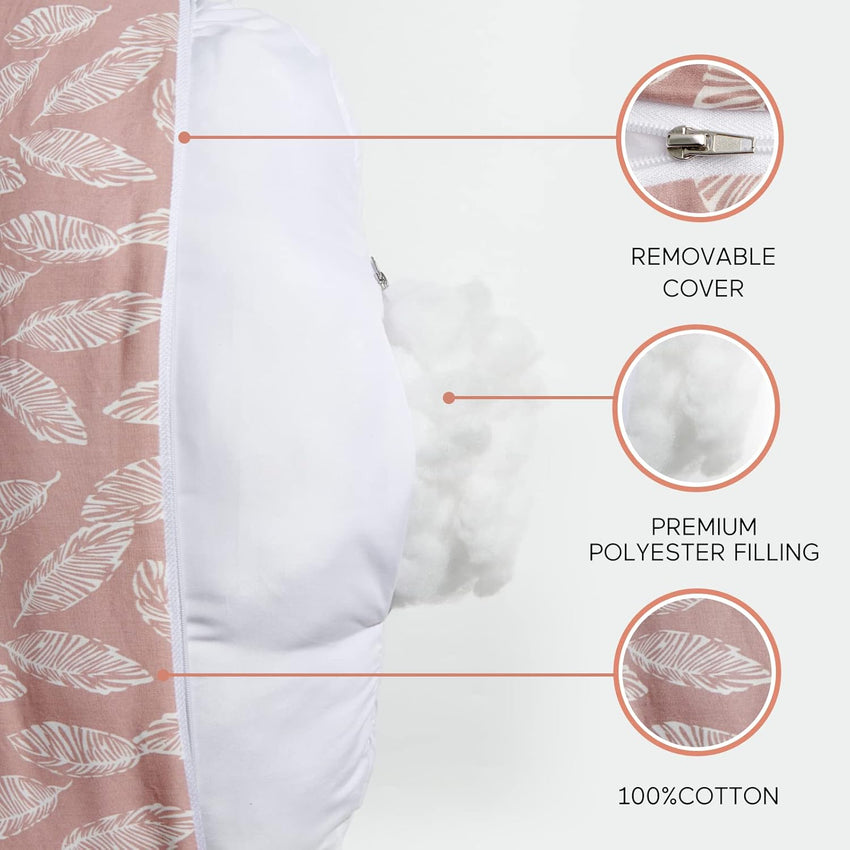 momcozy Nursing Pillow With Breastfeeding - Ergonomic Support & Original Security Fence to Baby' Safety - Making Breastfeeding Easy and Comfort for Mom & Baby - Removable Cotton Cover, Pink