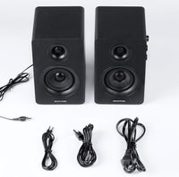Sanyun SW208 3" Active Bluetooth 5.0 Bookshelf Speakers - 60W Carbon Fiber Speaker Unit - Built-in 24bit DAC - Dynamic 3D Surround Sound - 2.0 Computer PC Monitor Gaming Speakers (Pair, Black)