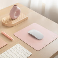 SenseAGE Slim Mouse Mat for Home/Office, Portable Mouse Pad for Computer & Laptop, Fabric Style Vegan Leather, Non-Slip Base, Compatible with Laser and Optical Mouse, 22 x 22cm (Light Grey)