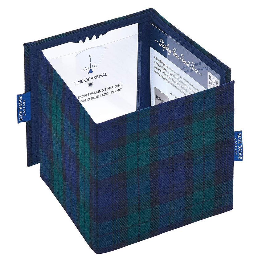 Blue Badge Co Blackwatch Tartan Fabric Hologram-Safe Wallet Disabled Parking Permit Cover Holder Fits New Badge Includes Timer Clock Made in The UK