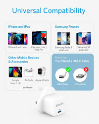 USB C Plug, Anker 20W USB C Charger - Fast Charging PowerPort III Cube Charger, Compatible with iPhone 17/16/16 Plus/16 Pro/16 Pro Max, 15/14/13/12 Series, Galaxy, iPad (Cable Not Included)