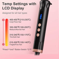 Large 38mm Barrel Curling Tong Ceramic 14 Temp Settings Dual Voltage Hair Curler Wand 38mm