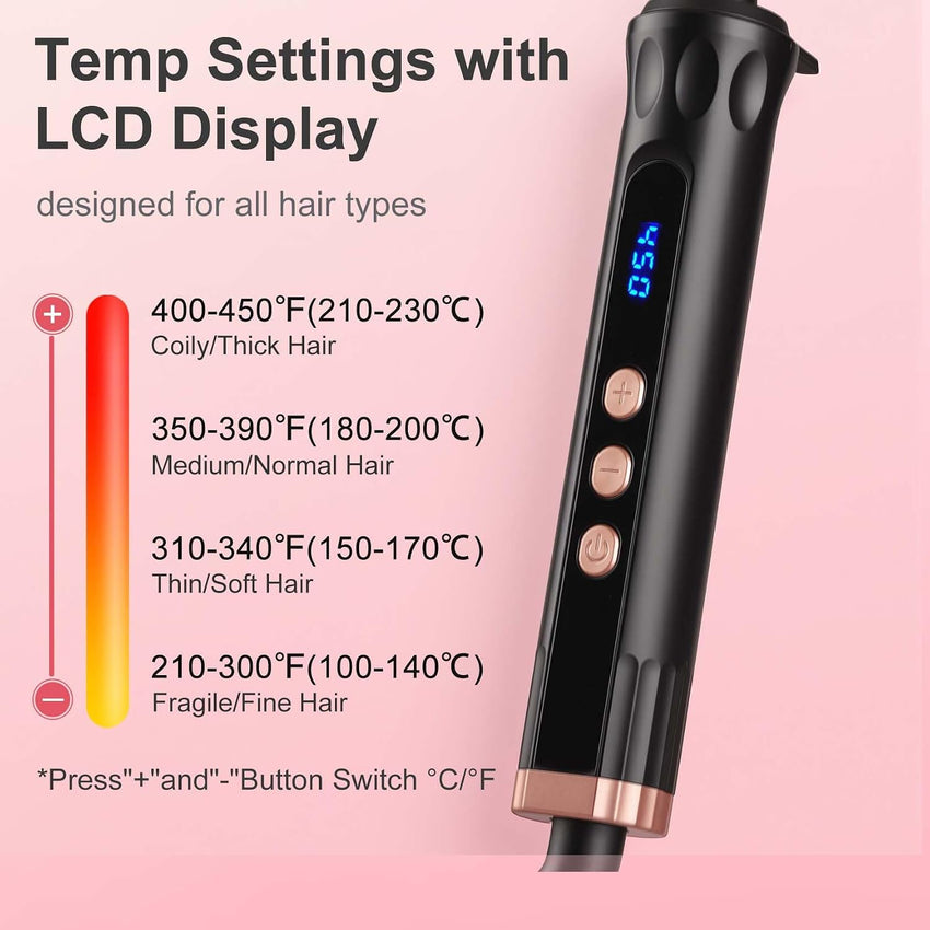 Large 38mm Barrel Curling Tong Ceramic 14 Temp Settings Dual Voltage Hair Curler Wand 38mm