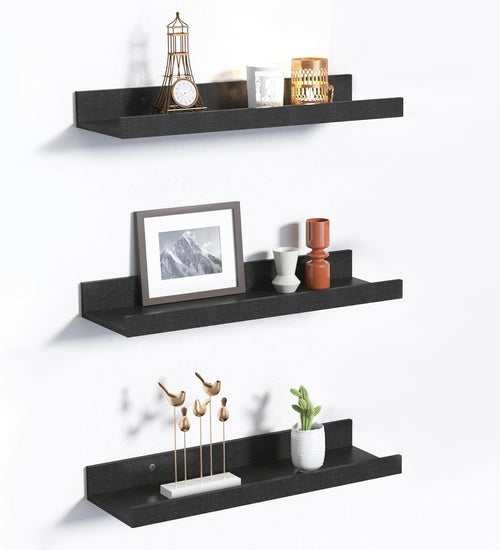 upsimples 3-Pack Floating Wall Shelves for Room Decor Ã¢ÂÂ Black 80CM
