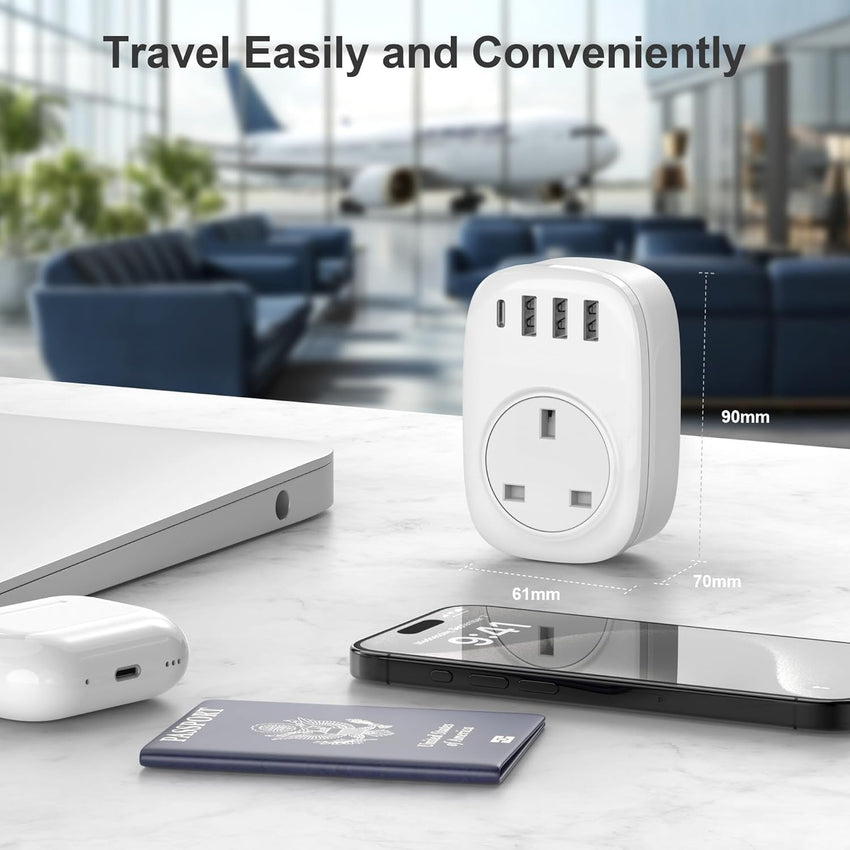 UK to European Plug Adaptor - UK to EU Plug Adapter Euro Europe European Schuko USB C Travel Charger with USBC Type C for France Germany Spain Turkey Greece Poland Iceland Russia (Type E/F) Tusreda