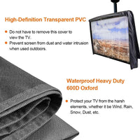Outdoor TV Cover 600D Waterproof with Clear Front Screen â 22â24in