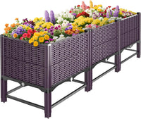 Raised Garden Bed with Reinforcement Rods Elevated Planter Box with Drainage 120 x 40 x 50 cm â Purple Double Layer
