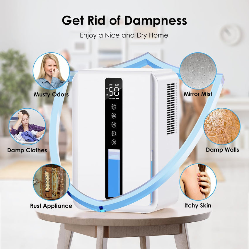 Dehumidifier 2.5L Sleep & Auto Humidity 3 Speeds Timer Drying Clothes