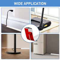 Floor Cable Cover Self-adhesive Cable Protector Flexible Floor Cord Covers PVC Cord Channel Wire Hider for Home Office Warehouse (6mx5cm, White)