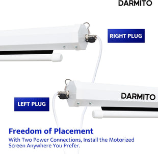 Darmito 100 16:9 Dual-Plug Electric Motorised Projector Screen, Ultra HD 3D 4K 8K Matt White +1.2 Gain, For Meeting School Home Cinema Theater Movie TV DVD Indoor