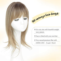 Peonymebeauty 4"X5" Base Clip in Fringe Hair Topper, 360Â°Cover Fake Bangs Hair Toppers for Women 18 Inch Natural Straight Hairpieces Add Volume Fiber Wiglets Ladies(Ombre Brown Blonde)