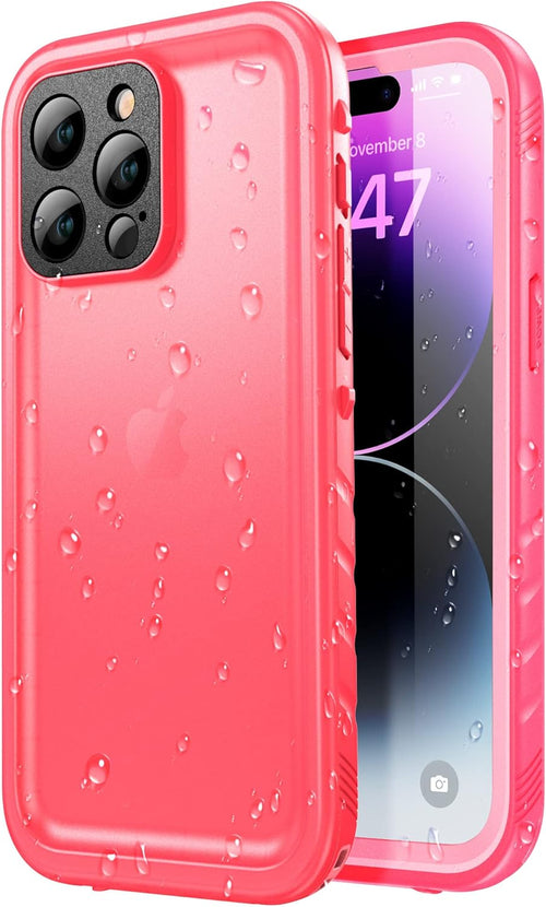 SPORTLINK for iPhone 14 Pro Max Waterproof Case - Shockproof Heavy Duty Front and Back Cover with [Built in Screen/Camera Protector] 360 Full Body Protective [Dustproof][IP68 Underwater]-6.7" Pink