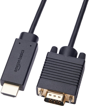 Amazon Basics HDMI (Source) to VGA (Display) Cable (NOT Bidirectional), Gold-Plated, 6 feet, Black