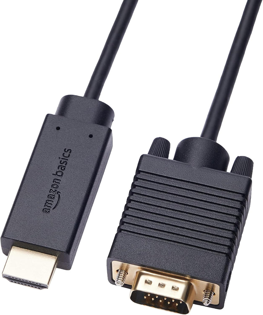 Amazon Basics HDMI (Source) to VGA (Display) Cable (NOT Bidirectional), Gold-Plated, 6 feet, Black