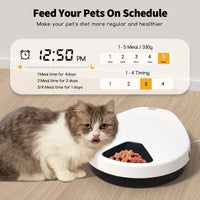 Automatic Cat Feeder with Cooling & Timer Wet Food Dispenser Washable Plates White