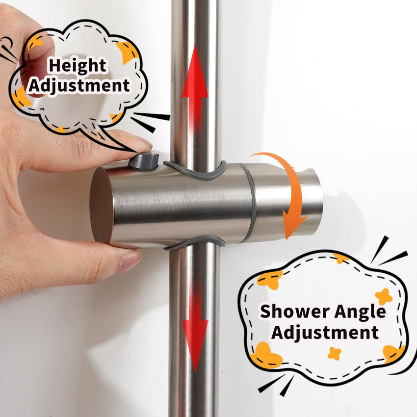 Vista 66cm Shower Riser Rail SUS304 Stainless Steel Bathroom Rail for Shower Wall Mounted Adjustable Shower Head Holder Brushed Silver