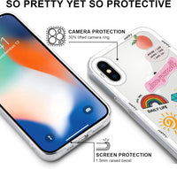 Yoedge 2 Pack Set Suitable for iPhone XS Max Transparent 6,5", Phone Case With Cute Bear Cute Fun Aesthetic Pattern Cover, Soft Glass Silicone Shockproof Protective, for iPhone XS Max