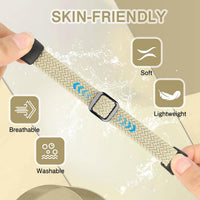 KIBDSNG Braided Watch Strap Compatible with Huawei Band 10/Huawei Band 9/Huawei Band 8, Elastic Adjustable Nylon Replacement Strap for Huawei Band 10/9/8 for Women Men