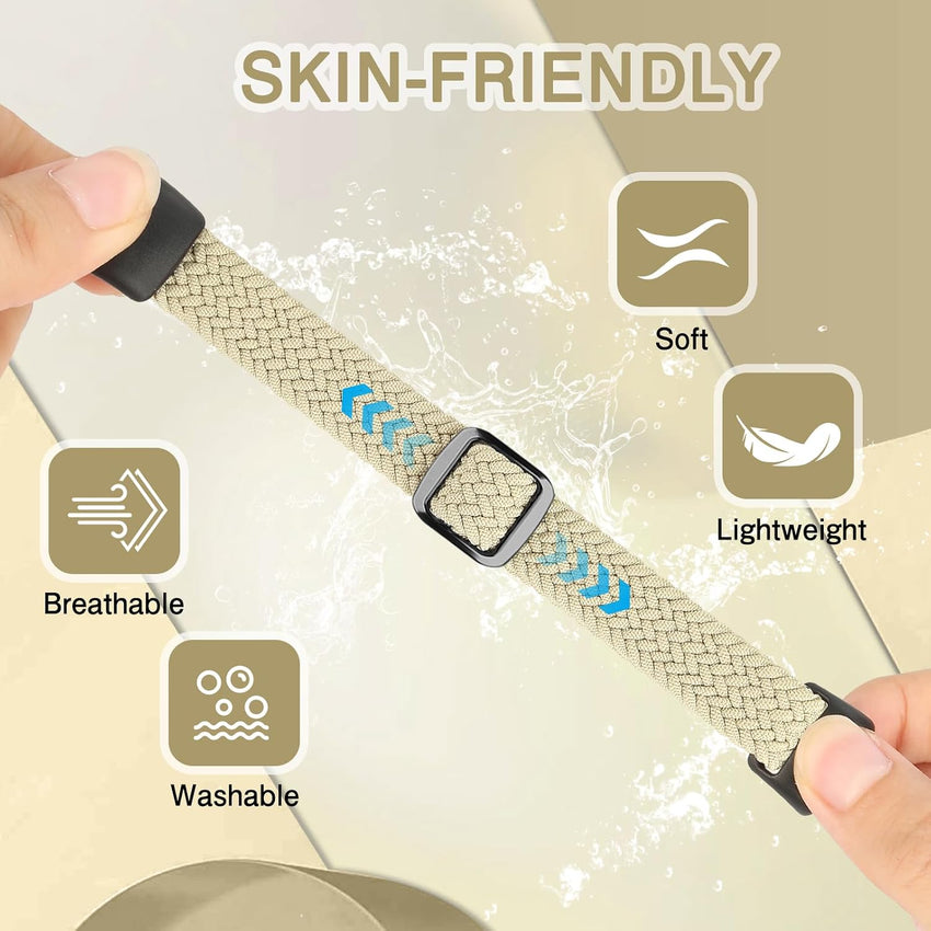 KIBDSNG Braided Watch Strap Compatible with Huawei Band 10/Huawei Band 9/Huawei Band 8, Elastic Adjustable Nylon Replacement Strap for Huawei Band 10/9/8 for Women Men