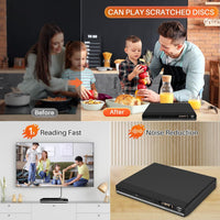 HD DVD Player for TV, Multi Region DVD Player for Smart TV, HDMI/RCA Output Cable Included, 1080P, Breakpoint Memory, Built-in PAL/NTSC, CD Players for Home (Not Support Blu-ray Discs)