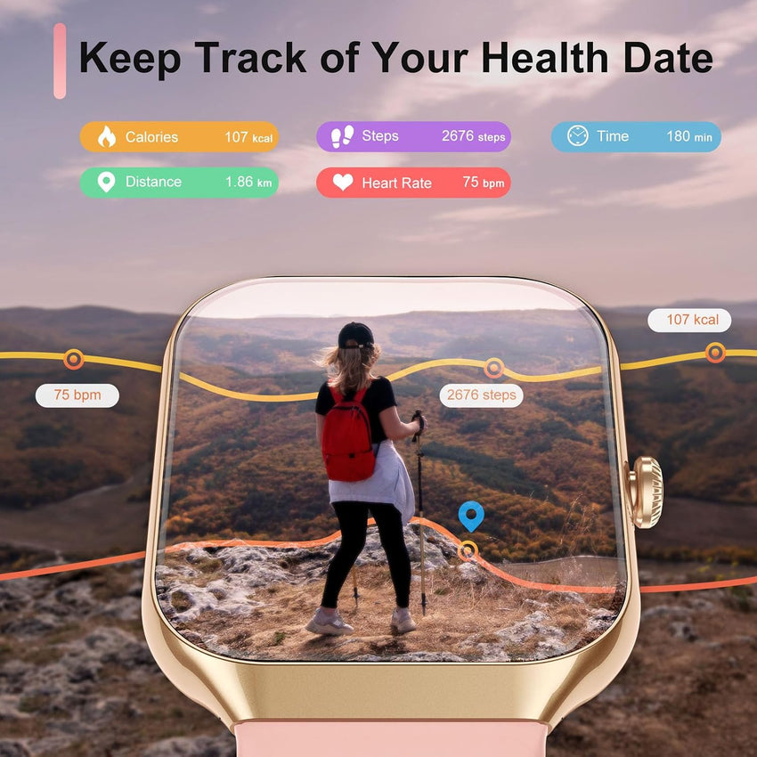 Smart Watch for Women Answer/Make Calls, 1.96" HD Fitness Watch with Heart Rate Monitor Sleep Monitor, 113 Sports Activity Trackers with Step Counter, IP68 Waterproof, Smartwatch for Android/iOS, Rose