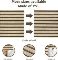 Abyssaly Wood Effect Vinyl Wrap Self Adhesive Wallpaper, Brown Wood Slats Sticky Back Plastic for Furniture, Removable Peel and Stick Wallpaper, Wood Panel for Walls, Kitchen, DIY 60cmX500cm