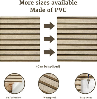 Abyssaly Wood Effect Vinyl Wrap Self Adhesive Wallpaper, Brown Wood Slats Sticky Back Plastic for Furniture, Removable Peel and Stick Wallpaper, Wood Panel for Walls, Kitchen, DIY 60cmX500cm