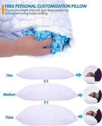 CompuClever Shredded Memory Foam Pillows for Sleeping Cooling Bed Pillow with Adjustable Loft Hypoallergenic Bed Pillows for Side and Back Sleepers Washable Removable Derived Rayon Cover (1-Pack)