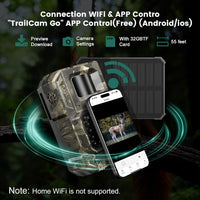 MAXDONE 4K 64MP Solar Wildlife Camera WiFi Bluetooth â Waterproof IP66