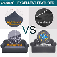 Granbest Premuim Water Repellent Armchair Covers 1 Piece Stretch Chair Slipcover for Living Room Non Slip Chair Protector Jacquard Sofa Cover 1 Seater Chair Covers (1 Seater, Grey)