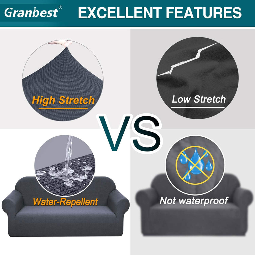 Granbest Premuim Water Repellent Armchair Covers 1 Piece Stretch Chair Slipcover for Living Room Non Slip Chair Protector Jacquard Sofa Cover 1 Seater Chair Covers (1 Seater, Grey)