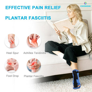 CHONGNI Plantar Fasciitis Night Splints: Upgrade Adjustable Breathable Night Splints for Plantar Fasciitis Support with Arch Support, Relief Achilles Tendonitis Foot Drop Heel Pain, Day&Night (Blue)