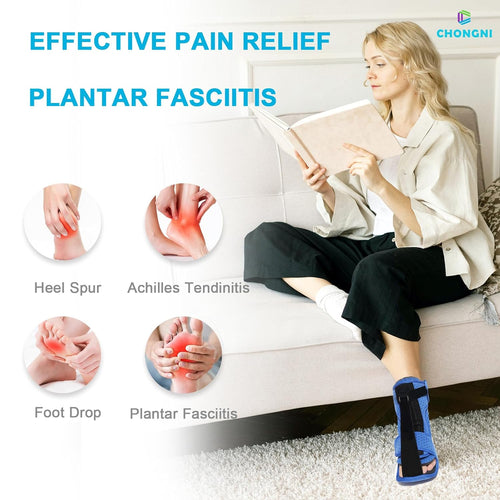 CHONGNI Plantar Fasciitis Night Splints: Upgrade Adjustable Breathable Night Splints for Plantar Fasciitis Support with Arch Support, Relief Achilles Tendonitis Foot Drop Heel Pain, Day&Night (Blue)