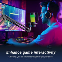 TONOR Gaming USB Microphone with RGB Modes & Boom Arm Black