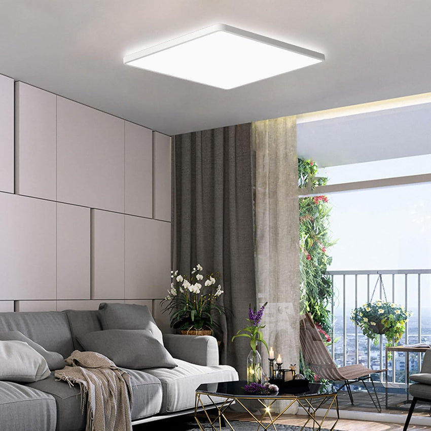 MLOQI Bathroom Lights Ceiling Square LED Ceiling Light Super Thin, 36W 5000K Daylight White IP44 Waterproof Lighting Fixture for Office Kitchen Hallway Living Room(White Edge)