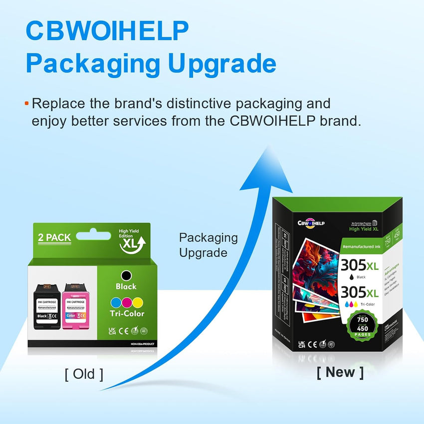 305XL Ink Cartridges Black and Colour Replacement for HP 305 Ink Cartridge, Printer Ink 305 Compatible with HP Envy 6000 6020e 6032e, DeskJet 2700 2700e 2710e 2722e 2800e 2810e 2820e (2 Pack)