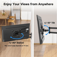BONTEC TV Wall Bracket for 13-42 Inch LED LCD OLED Flat & Curved TVs up to 20KG, Full Motion Articulating Mount with Tilt, Swivel, Extension, Max VESA 200x200mm, TV Wall Mount for Home and Office Use