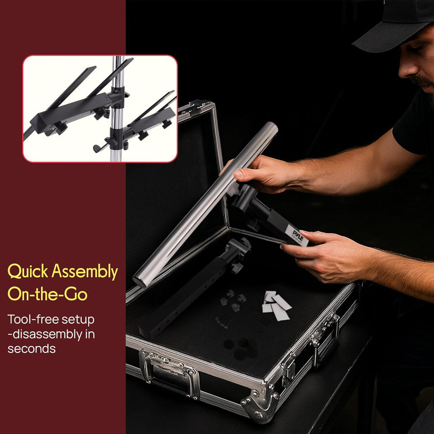 Portable Dual Laptop Stand with Clamp-On Shelf, Adjustable Height, Ergonomic Desk Attachment for Charging Station, Treadmill Use, Keyboard Extender, Workstation, and Gaming Setup