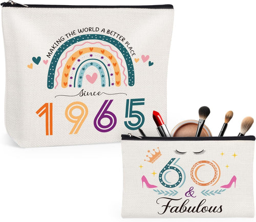 61st Birthday Cosmetic Bags 2pc Rainbow Makeup Pouches â Multi