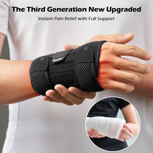 FREETOO Stable Version Wrist Support with 3 Metal Stays, Comfy Carpal Tunnel Wrist Splint with Soft Pad for Daily Use, Breathable Wrist Support Brace Fit Right Hand for Arthritis,RSI,Sprain Recovery
