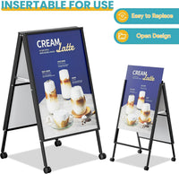 A-Board Pavement Sign Frame 3 Pack Double-Sided Foldable with Wheels Slide-In â A1